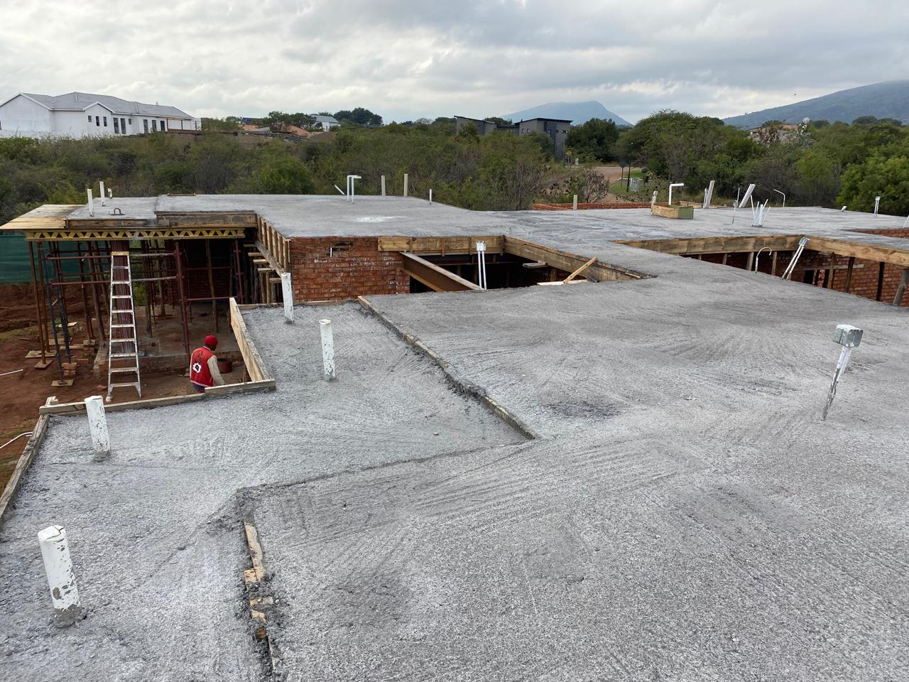 Completed suspended slab over residential build