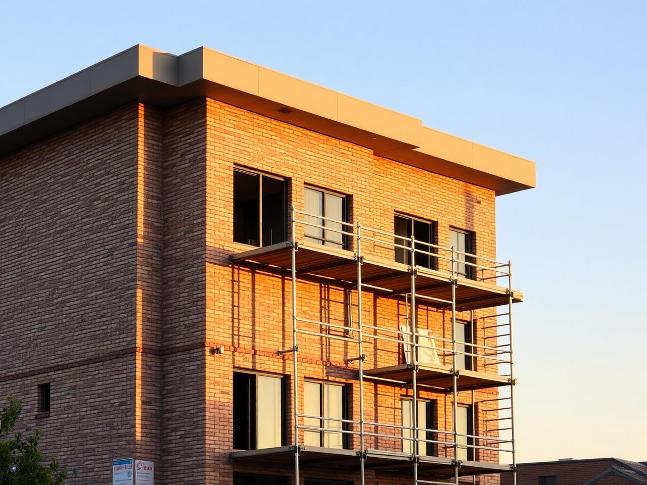 MBC building under construction at golden hour
